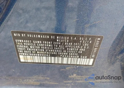 2019 Volkswagen Jetta 1.4T S из США, поврежденный, VIN 3VWN57BU8KM006352